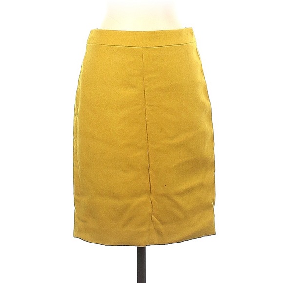 J Crew Lime Green/Yellow Wool No 2 Pencil Skirt 0 - Picture 5 of 10